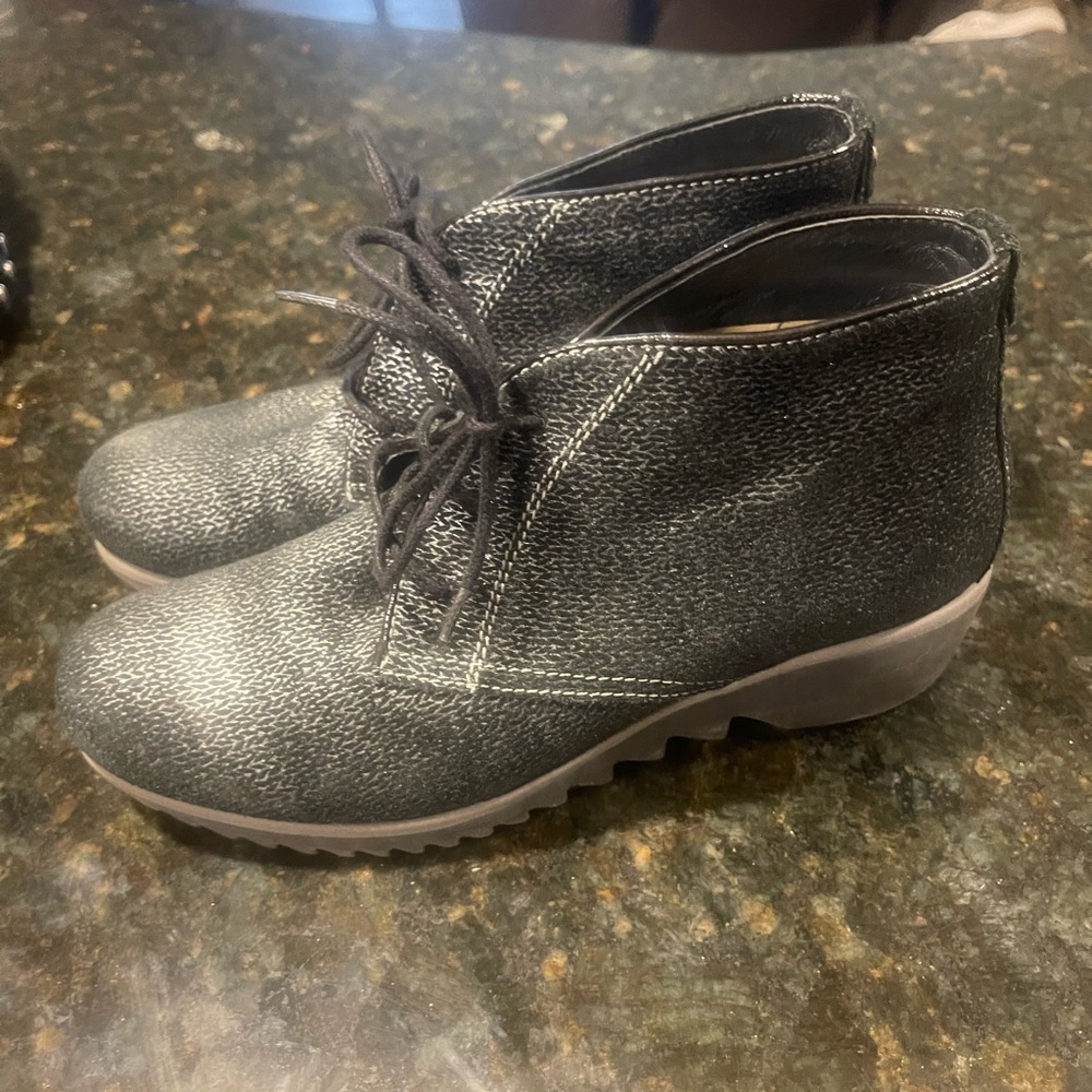 Wolky Dusky Women's  Lace-Up Ankle Boots Black Sparkle Size 9 (42)